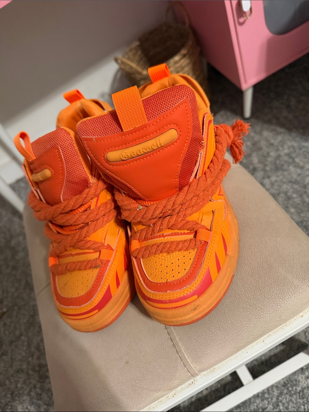 SHEIN Orange and Red High-Top Kids' Sneakers
